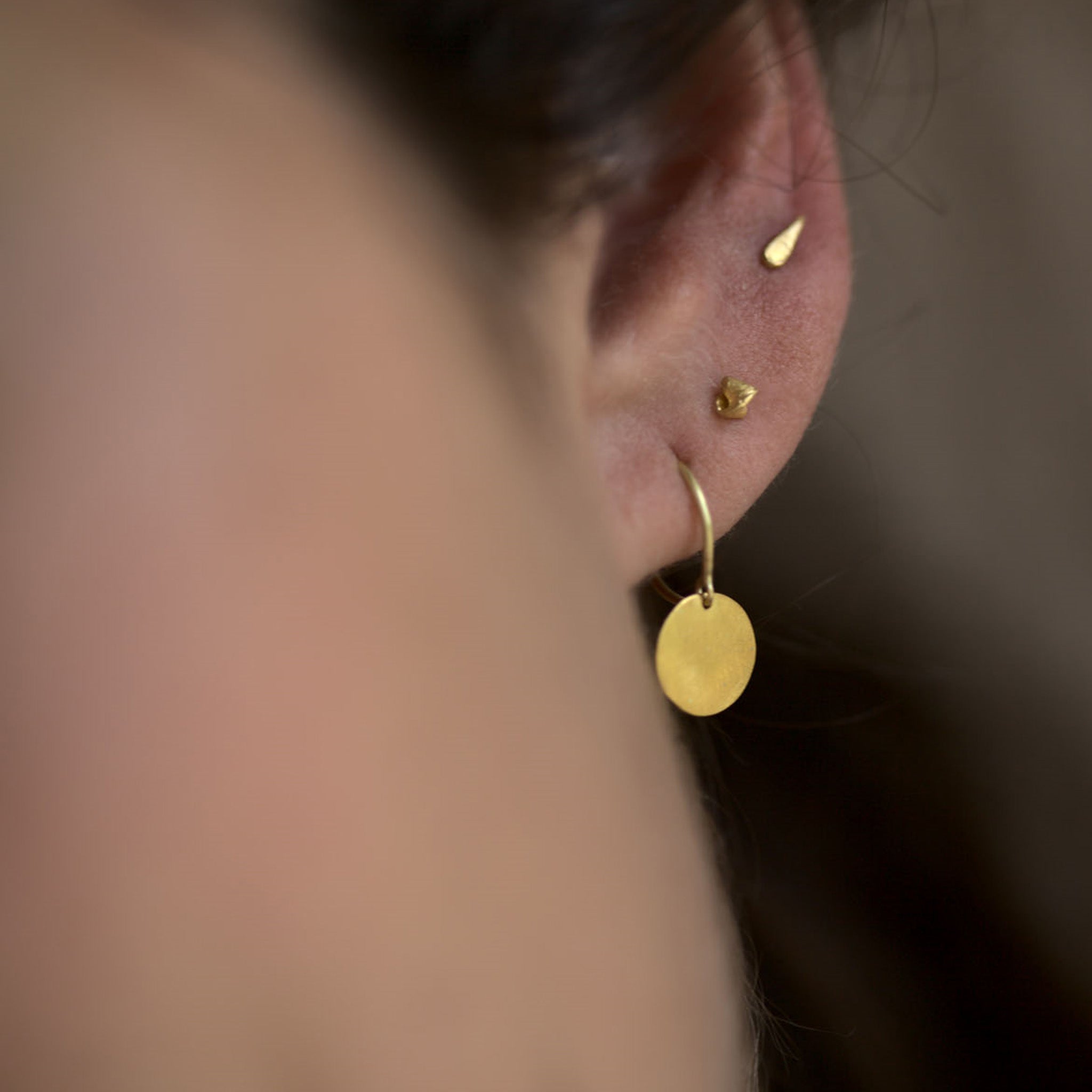 Alectrona Earrings in 24ct and 18ct Yellow Gold